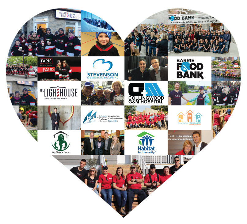 Heart-shaped Faris Cares photomosaic.